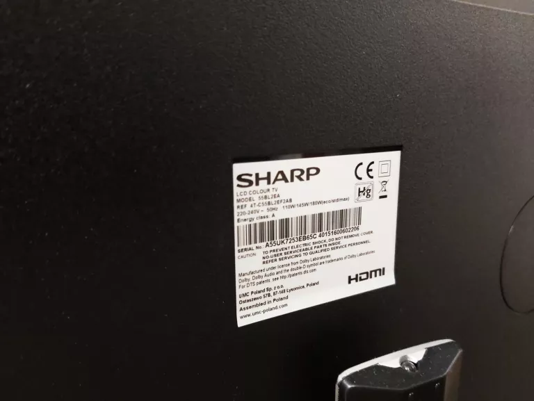 TELEWIZOR SMART TV SHARP 55BL2EA 55" + PILOT