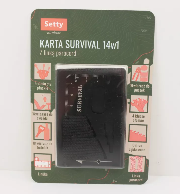 KARTA SURVIVAL SETTY 14 W 1 CZARNA STAL NIERDZEWNA