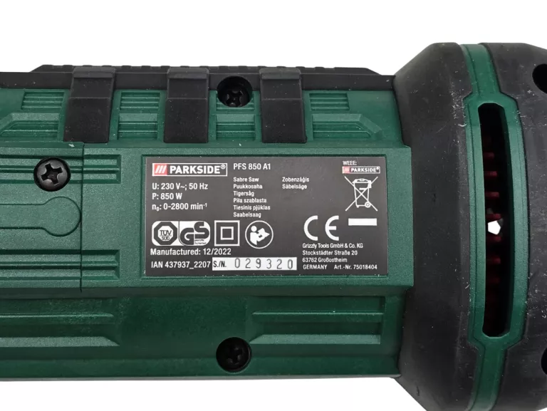 PIŁA SZABLASTA PARKSIDE PFS 850 A1 230V