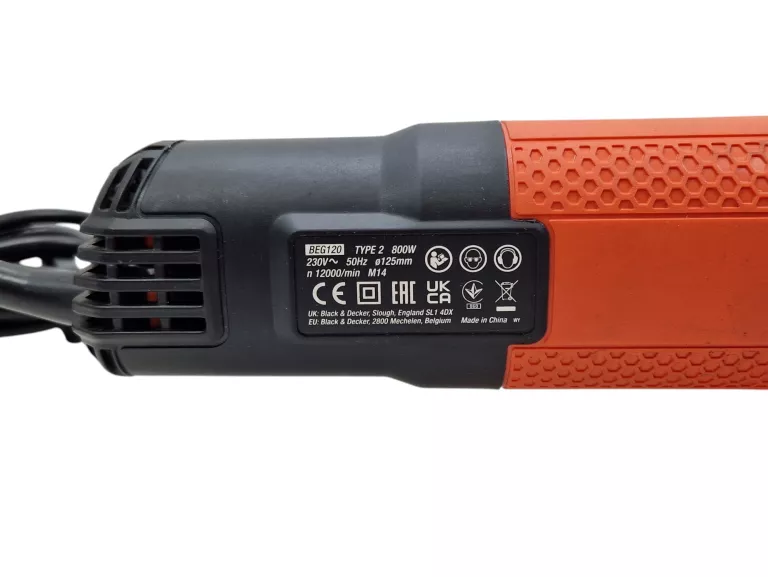 SZLIFIERKA KĄTOWA SIECIOWA BLACK & DECKER BEG120 125MM 800W 230V 12000/MIN
