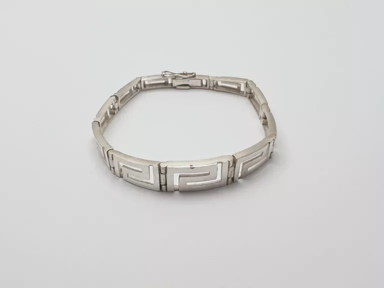 PIĘKNA SREBRNA BRANSOLETKA WZÓR GRECKI PR.925 W.16,48G DŁ. 19CM