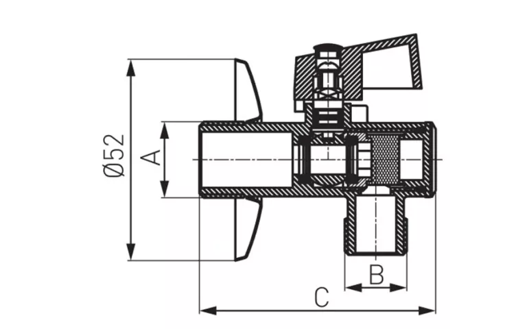 FERRO ZAWÓR KĄTOWY 1/2''X3/4''Z FILTREM