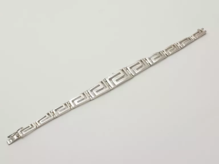 PIĘKNA SREBRNA BRANSOLETKA WZÓR GRECKI PR.925 W.16,48G DŁ. 19CM