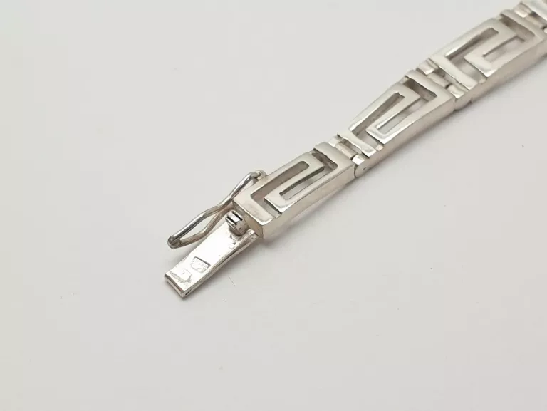PIĘKNA SREBRNA BRANSOLETKA WZÓR GRECKI PR.925 W.16,48G DŁ. 19CM