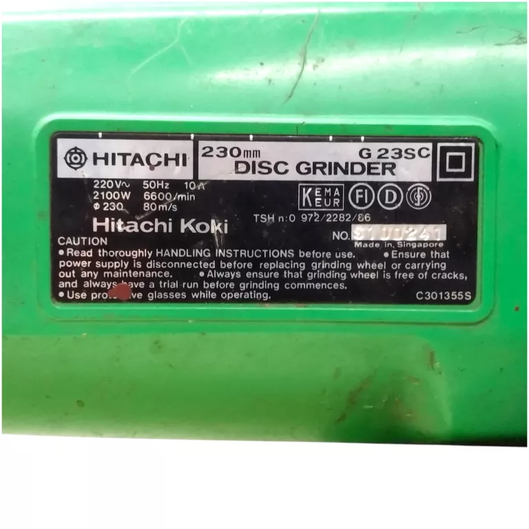 SZLIFIERKA KĄTOWA HITACHI G23SC KOKI 2100W 230MM 80M/S MOCNA