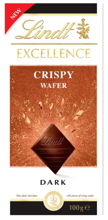 LINDT EXCELLENCE CRISPY WAFER CZEKOLADA GORZKA Z CHRUPIĄCYMI WAFELKAMI 100