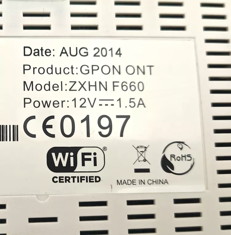 ROUTER ZTE ZXHN F660 Z ZASILACZ I KABEL ETHERNET