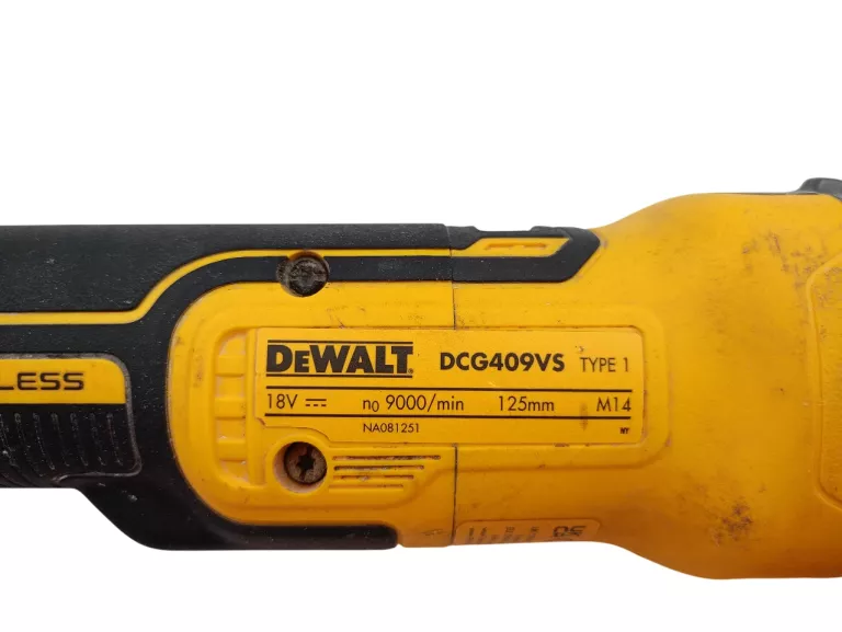 SZLIFIERKA KĄTOWA AKUMULATOROWA DEWALT DCG409VS 125 MM 1550 W