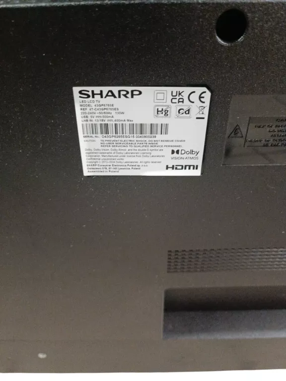TELEWIZOR SHARP 43GP6765E KARTON