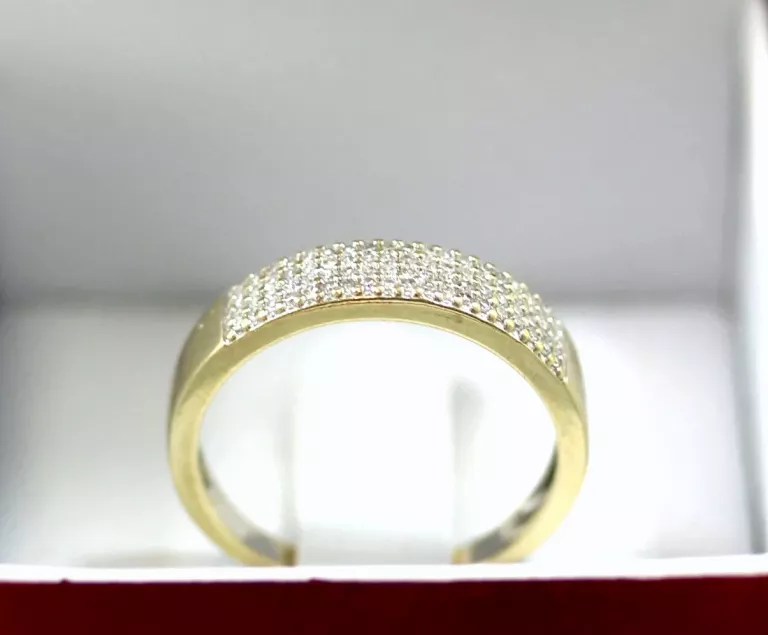 ZŁOTA OBRĄCZKA 585 WYSADZANA DIAMENTAMI 0,23CT ROZMIAR 17 CERTYFIKAT