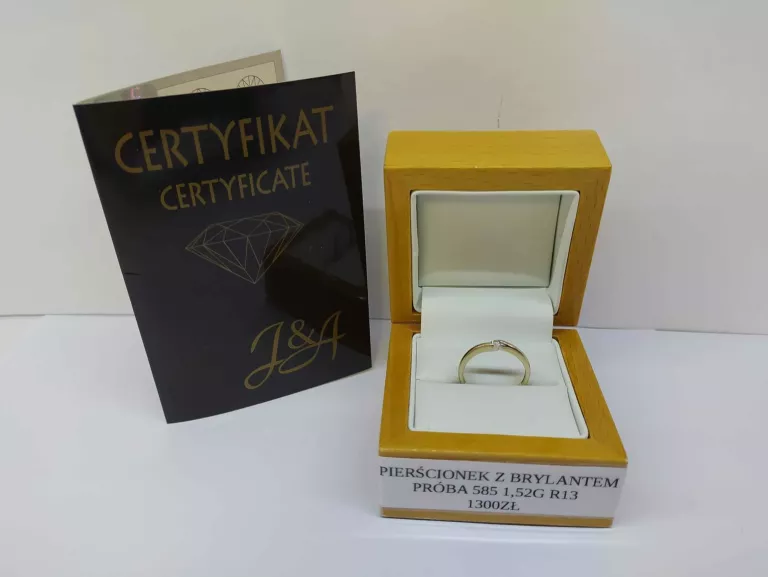 ZŁOTY PIRŚCIONEK Z BRYLANTEM 1,52G 585