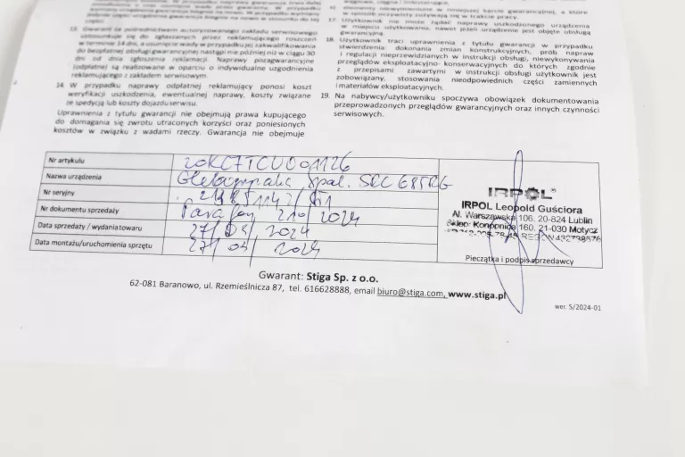 GLEBOGRYZARKA STIGA SRC 685 RG GWARANCJA