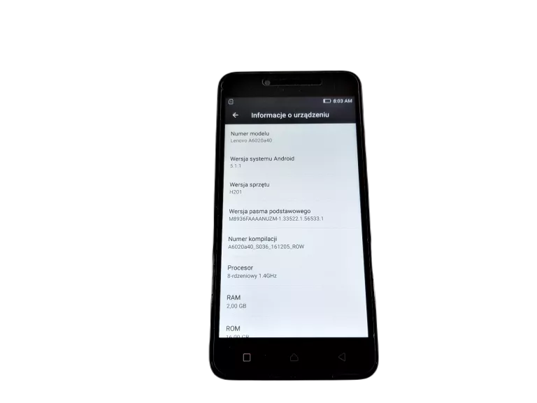 SMARTFON LENOVO K5 SZARY 2 GB / 16 GB EKRAN 5" DUAL SIM