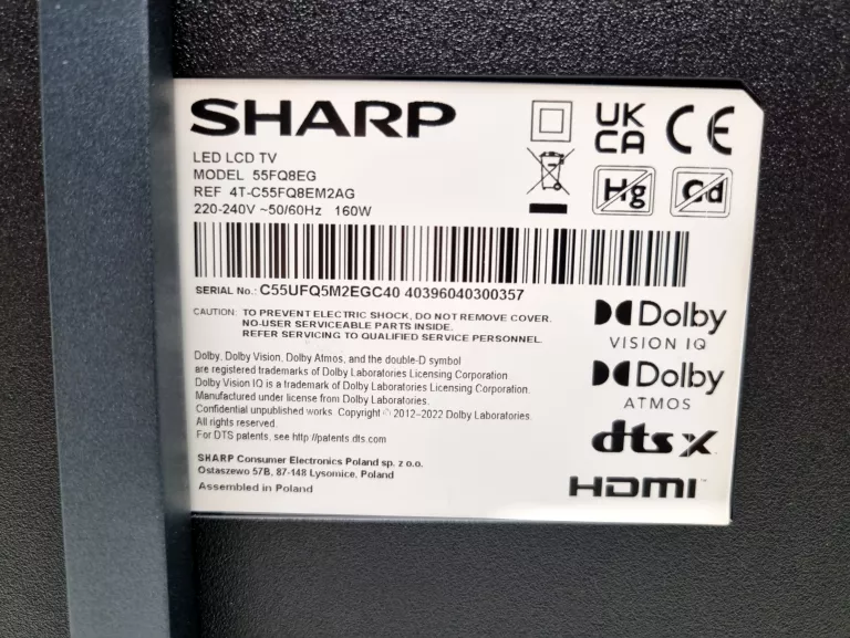 TV SHARP 55FQ8EG LED 4K 144HZ GOOGLE TV QUANTUM #IGŁA