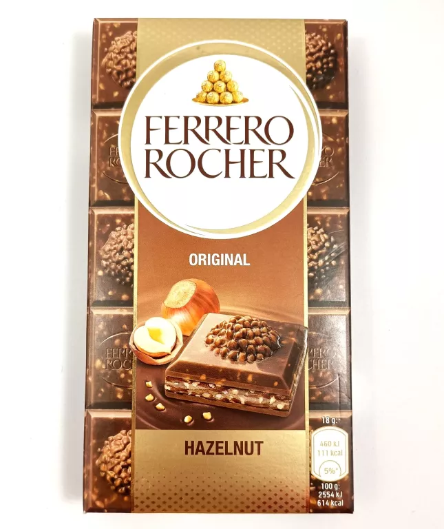 FERRERO ROCHER CZEKOLADA MLECZNA Z ORZECHAMI LASKOWYMI 90G