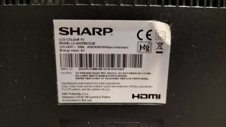 TELEWIZOR SHARP LC-40CFE6352E OKAZJA!