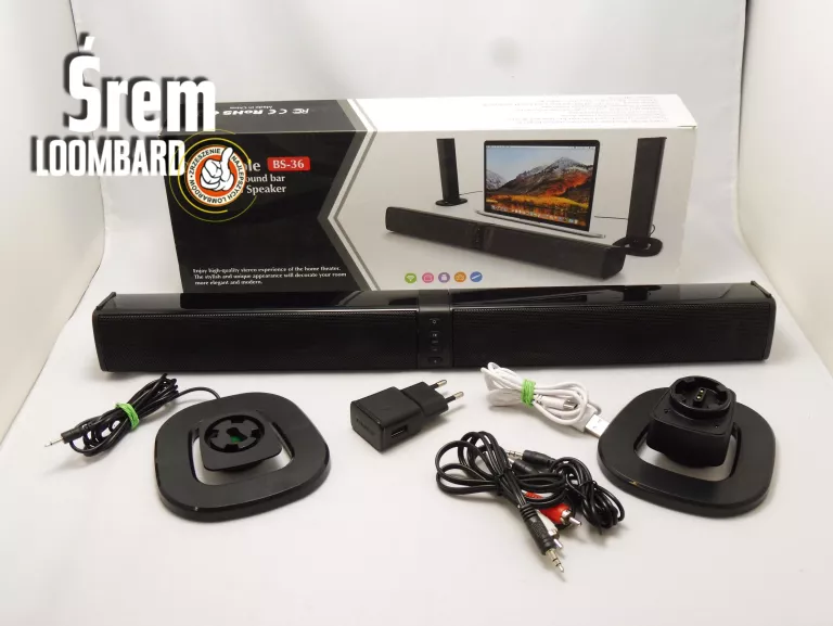 SOUNDBAR DETACHABLE BS-36 BEZPRZEWODOWY BLUETOOTH, KPL, BDB STAN!