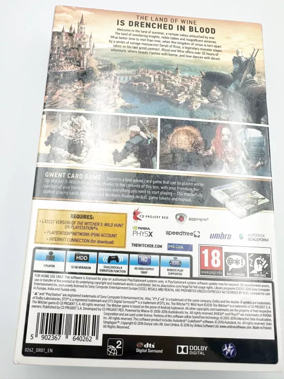 WIEDŹMIN EDYCJA KOLEKCJONERSKA KARTY KREW I WINO PS4