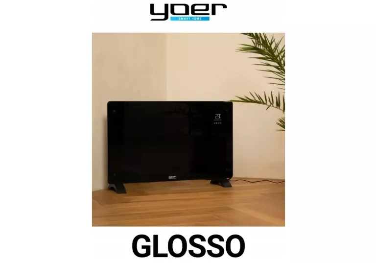 GRZEJNIK ELEKTRYCZNY KONWEKTOROWY SZKLANY YOER 2500 W +ECO +WIFI LED +TIME