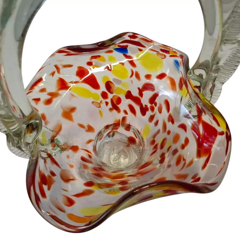 SZKLANY KOLOROWY KOSZYK PRL 24CM