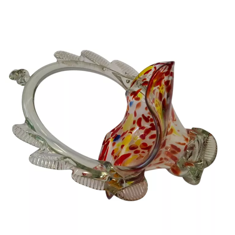 SZKLANY KOLOROWY KOSZYK PRL 24CM
