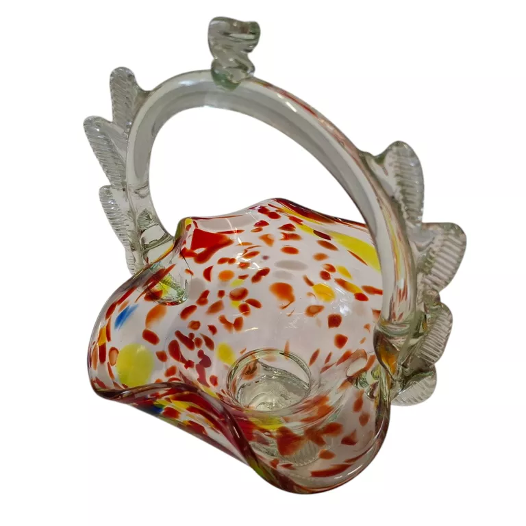 SZKLANY KOLOROWY KOSZYK PRL 24CM