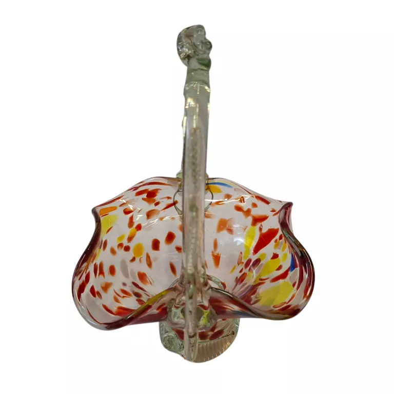 SZKLANY KOLOROWY KOSZYK PRL 24CM