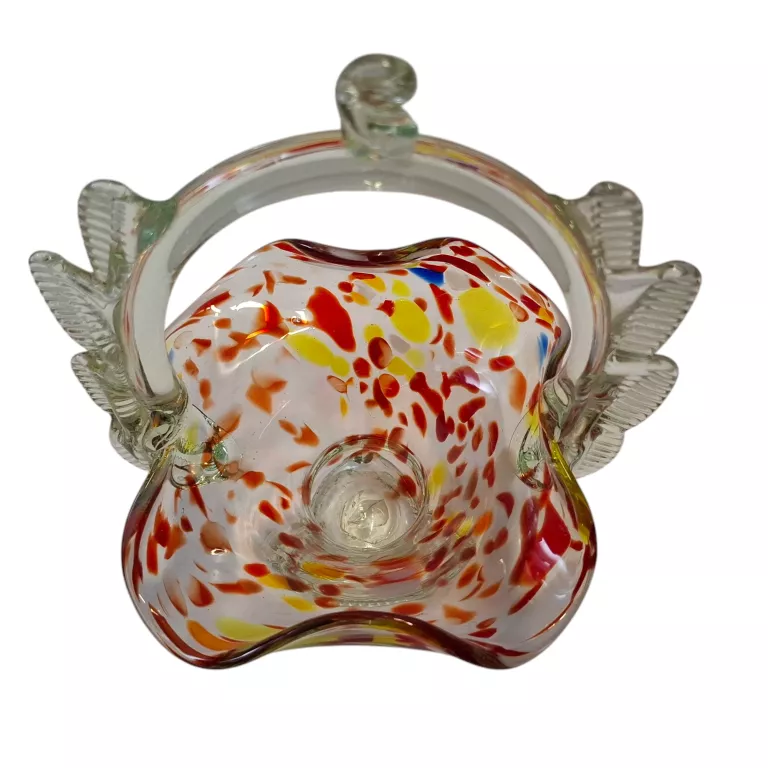 SZKLANY KOLOROWY KOSZYK PRL 24CM