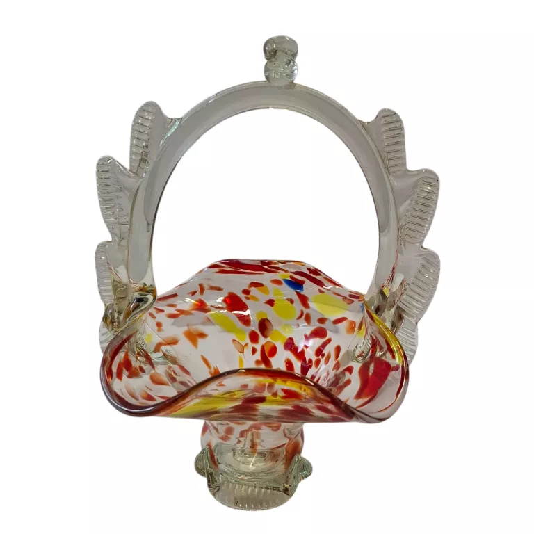 SZKLANY KOLOROWY KOSZYK PRL 24CM