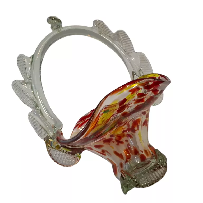 SZKLANY KOLOROWY KOSZYK PRL 24CM