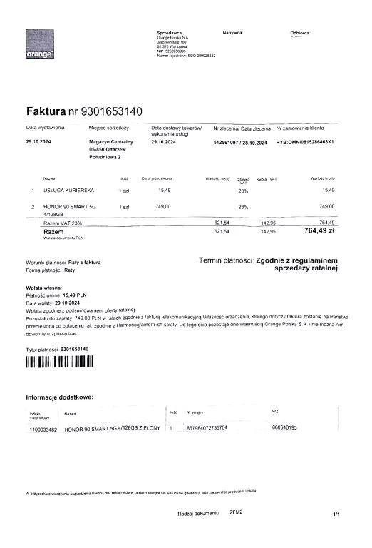 TELEFON HONOR 90 SMART 5G 4/128GB ZIELONY