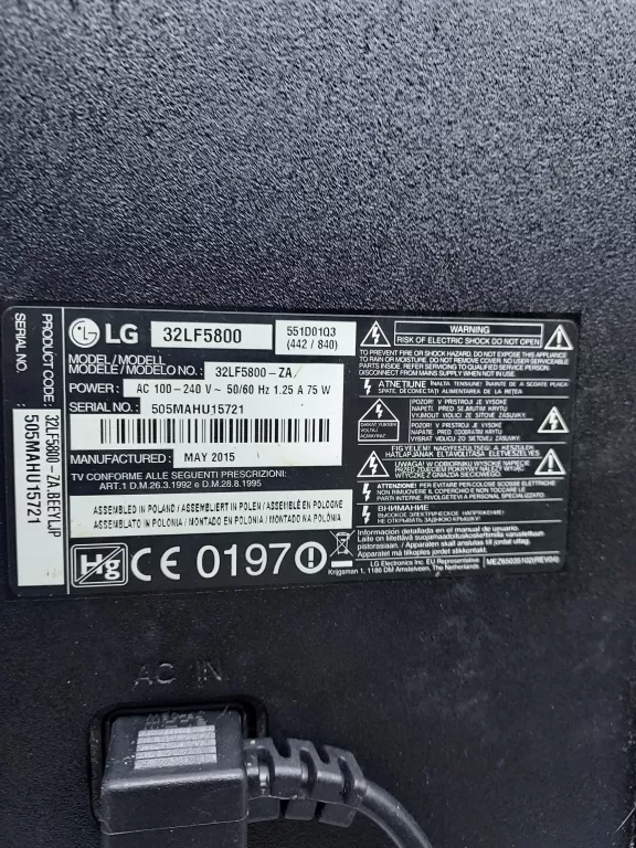 TELEWIZOR LG 32 LF 5800-NA CZĘŚCI