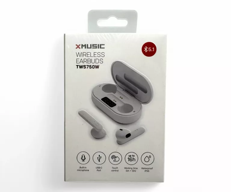 SŁUCHAWKI BLUETOOTH DOUSZNE XMUSIC TWS750W BIAŁE JAK NOWE!!