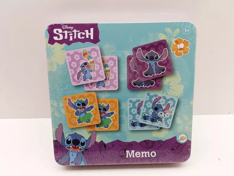 DISNEY STITCH GRA LOGICZNA MEMO 24 KARTY W METALOWYM PUDEŁKU 3+