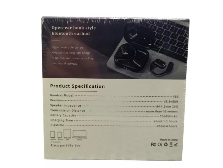 SŁUCHAWKI OWS Y30 CZARNE BLUETOOTH POWYSTAWOWE