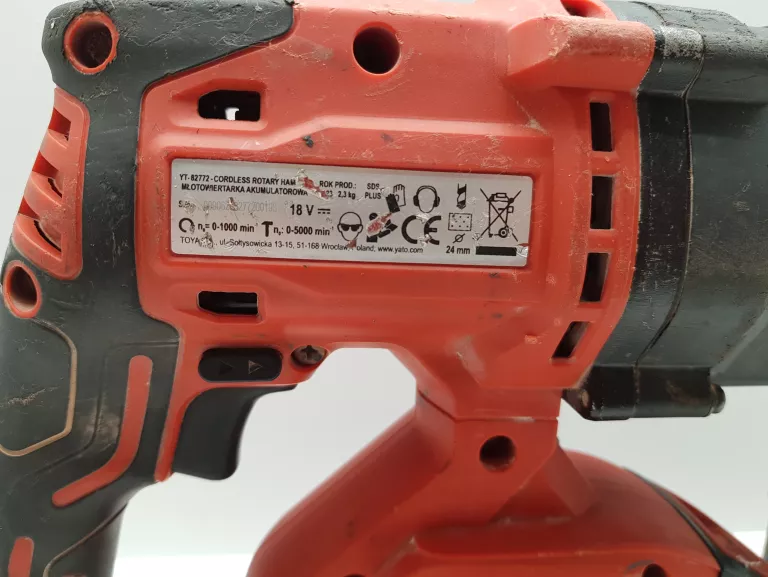YATO 82772 MŁOTOWIERTARKA AKUMULATOROWA SDS-PLUS 3-FUNKCJE 18V