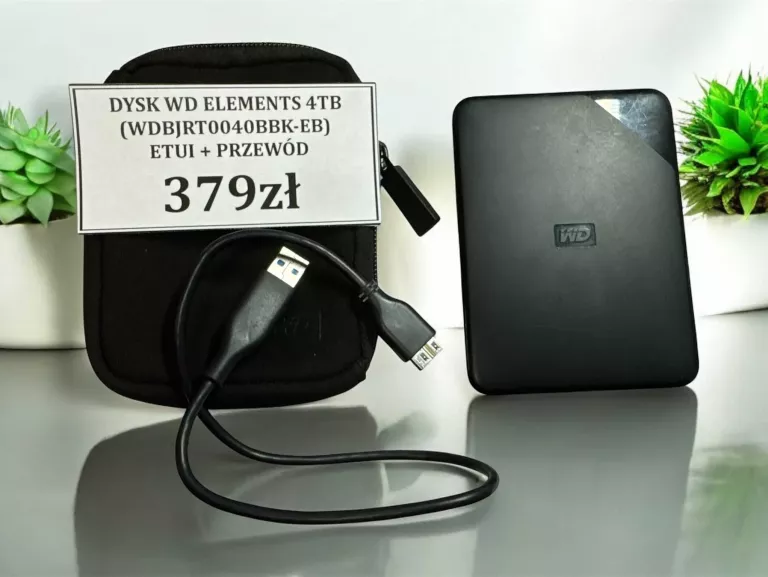 DYSK WD ELEMENTS 4TB (WDBJRT0040BBK-EB) ETUI + PRZEWÓD