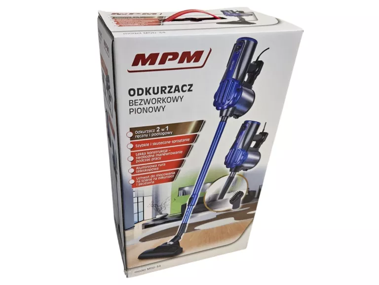 ODKURZACZ PIONOWY BEZWORKOWY MPM MOD-34 | 2W1 | 600W PRZEWODOWY