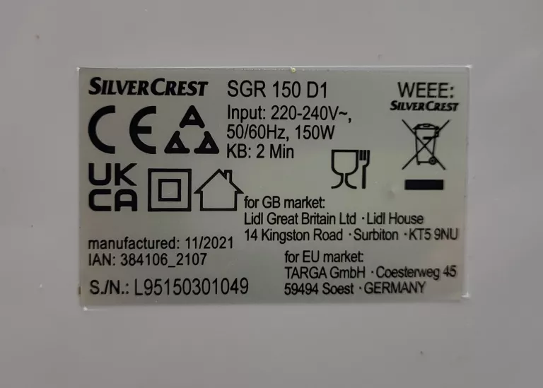 SZATKOWNICA SILVERCREST SGR 150