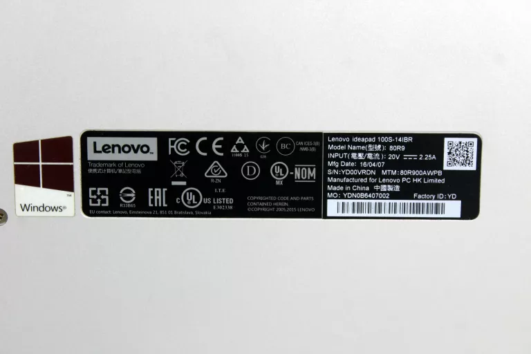 LAPTOP LENOVO IDEAPAD 100S 64GB/2GB INTEL CELERON N3060 WIN 11 HOME