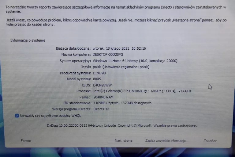 LAPTOP LENOVO IDEAPAD 100S 64GB/2GB INTEL CELERON N3060 WIN 11 HOME