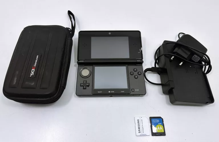KONSOLA NINTENDO 3DS CZARNA + ZASLACZ + KARTA PAMIĘCI