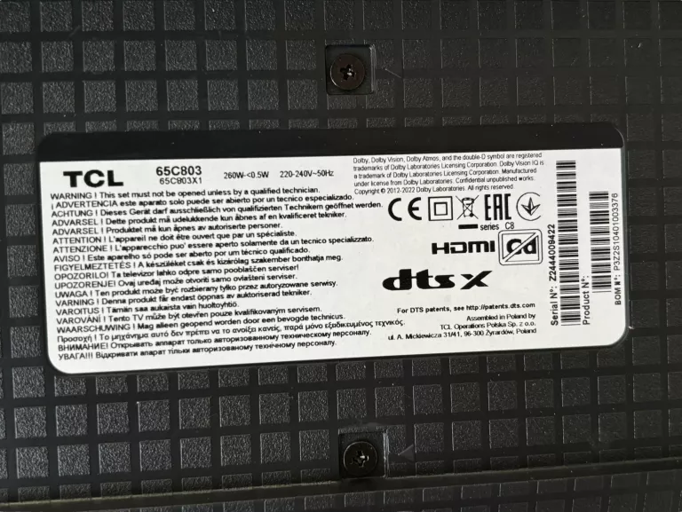 TELEWIZOR TCL 65C803 65" MINILED QLED 4K UHD 144HZ - JAK NOWY!!