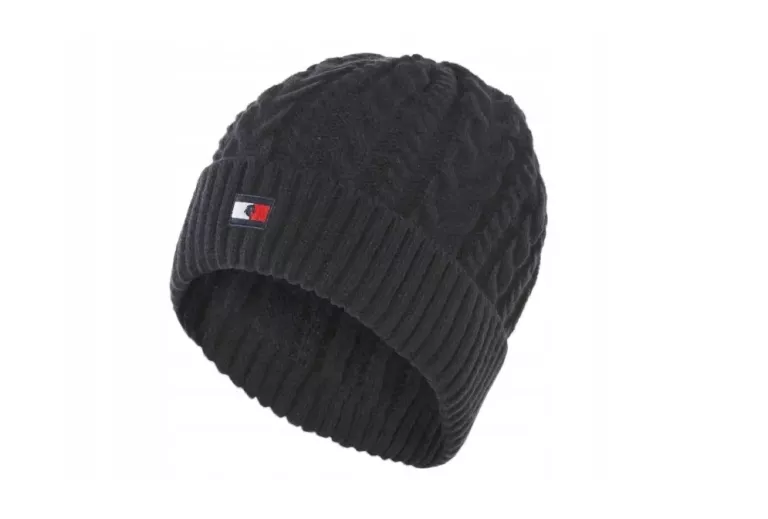 TOMMY HILFIGER CZAPKA ZIMOWA BEANIE DESERT SKY ROZM UNIWERSALNY GRANATOWA