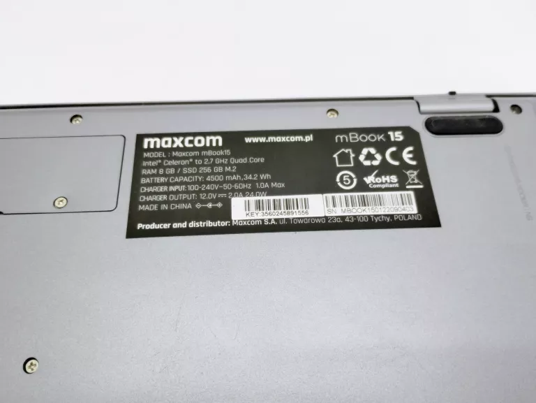 LAPTOP MAXCOM MBOOK15 INTEL CELERON 2,0 GHZ/8GB/256GB