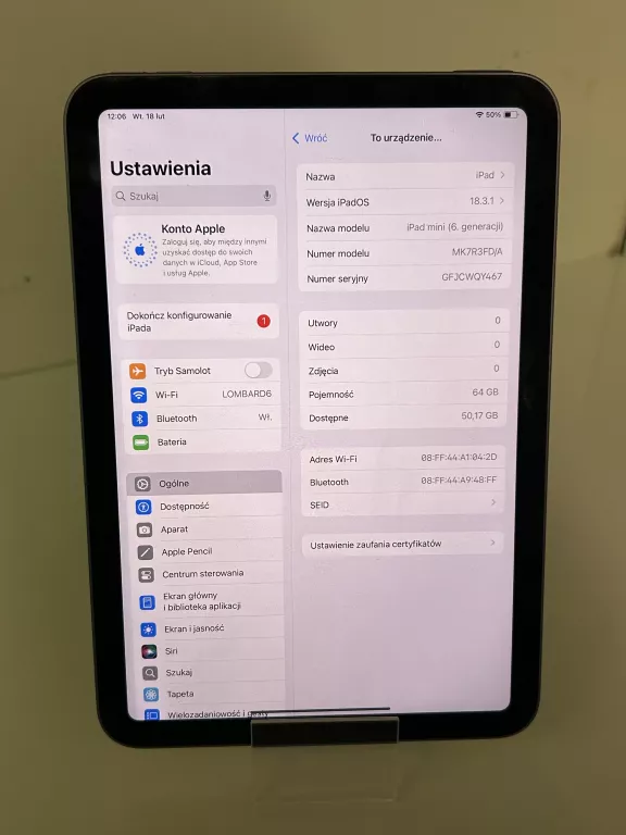 TABLET IPAD MINI 6-GEN 64GB WIFI PUDEŁKO