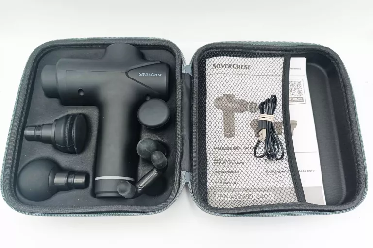 SILVERCREST PERSONAL CARE PISTOLET DO MASAŻU MASSAGE GUN SMGB E4 KOMPLET