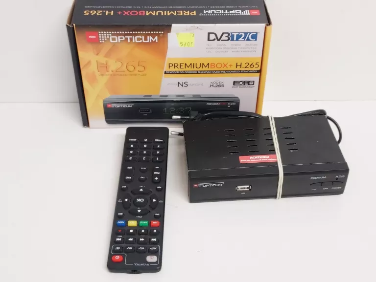 DEKODER OPTICUM PREMIUM BOX H.265 DVB-T2/HEVC/H.265 PILOT PUDEŁKO