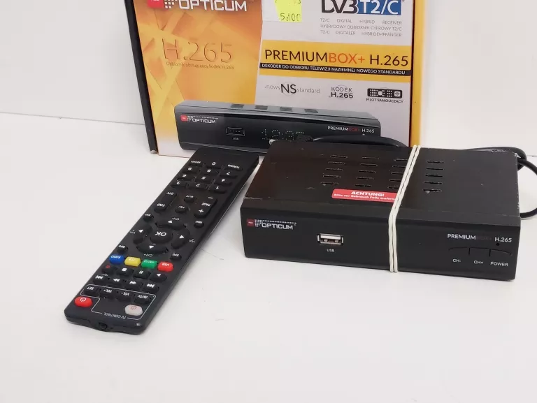 DEKODER OPTICUM PREMIUM BOX H.265 DVB-T2/HEVC/H.265 PILOT PUDEŁKO