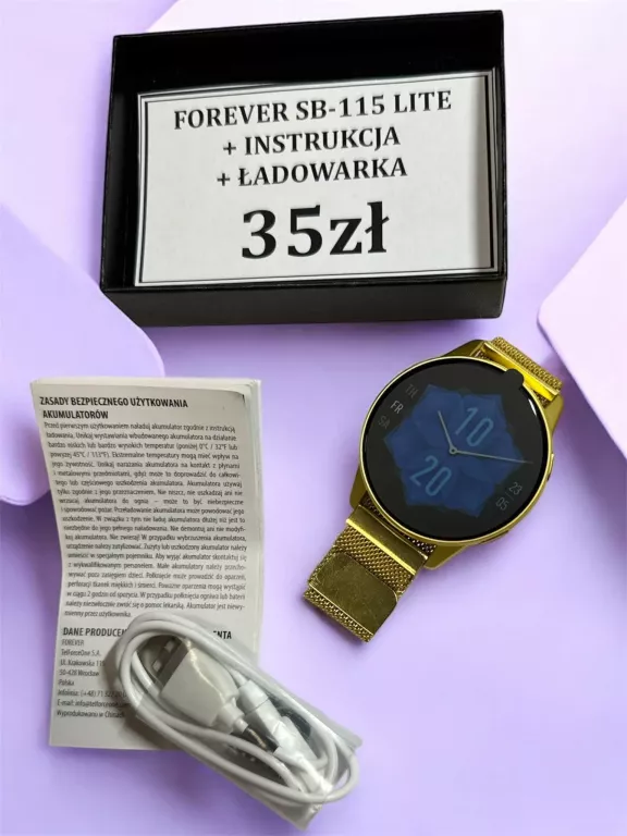 SMARTWATCH FOREVER SB-115 LITE + INSTRUKCJA + ŁADOWARKA